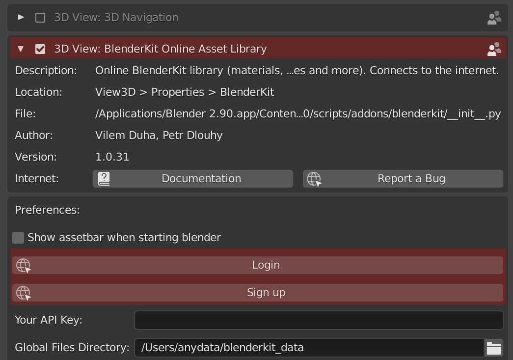 BlenderKit activate screenshot
